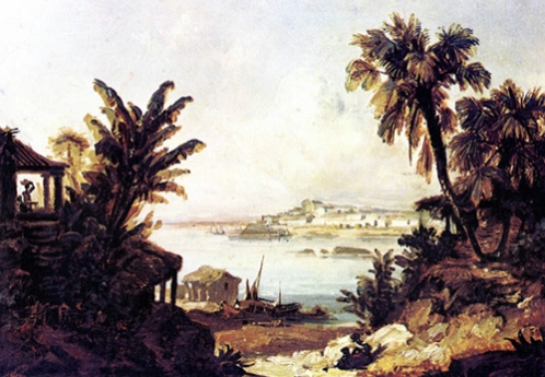 Vista de Angostura desde Soledad hacia 1843, óleo de Ferdinand Bellermann